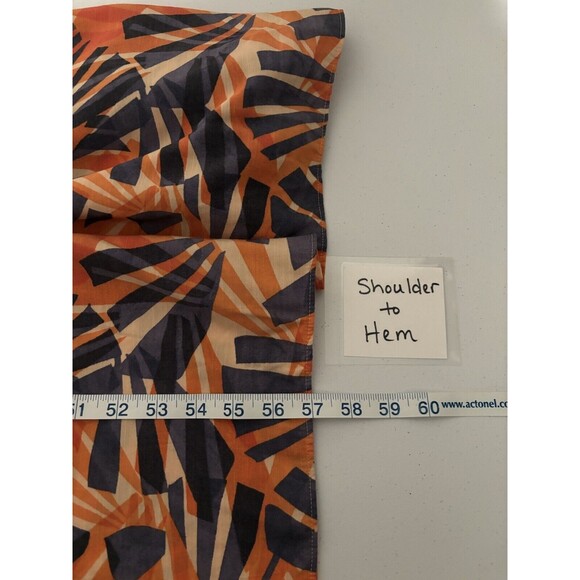 Nine West Smocked Maxi Dress 3X Tiered Ruffle Hem One Shoulder Colorful Boho - Picture 10 of 13